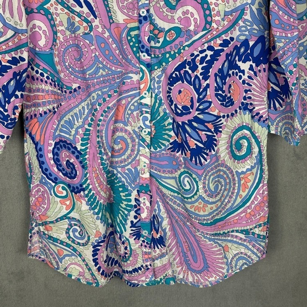Miraclesuit X Talbots Shirt Dress Coverup Womens Medium Purple Tropical Resort - Picture 3 of 14